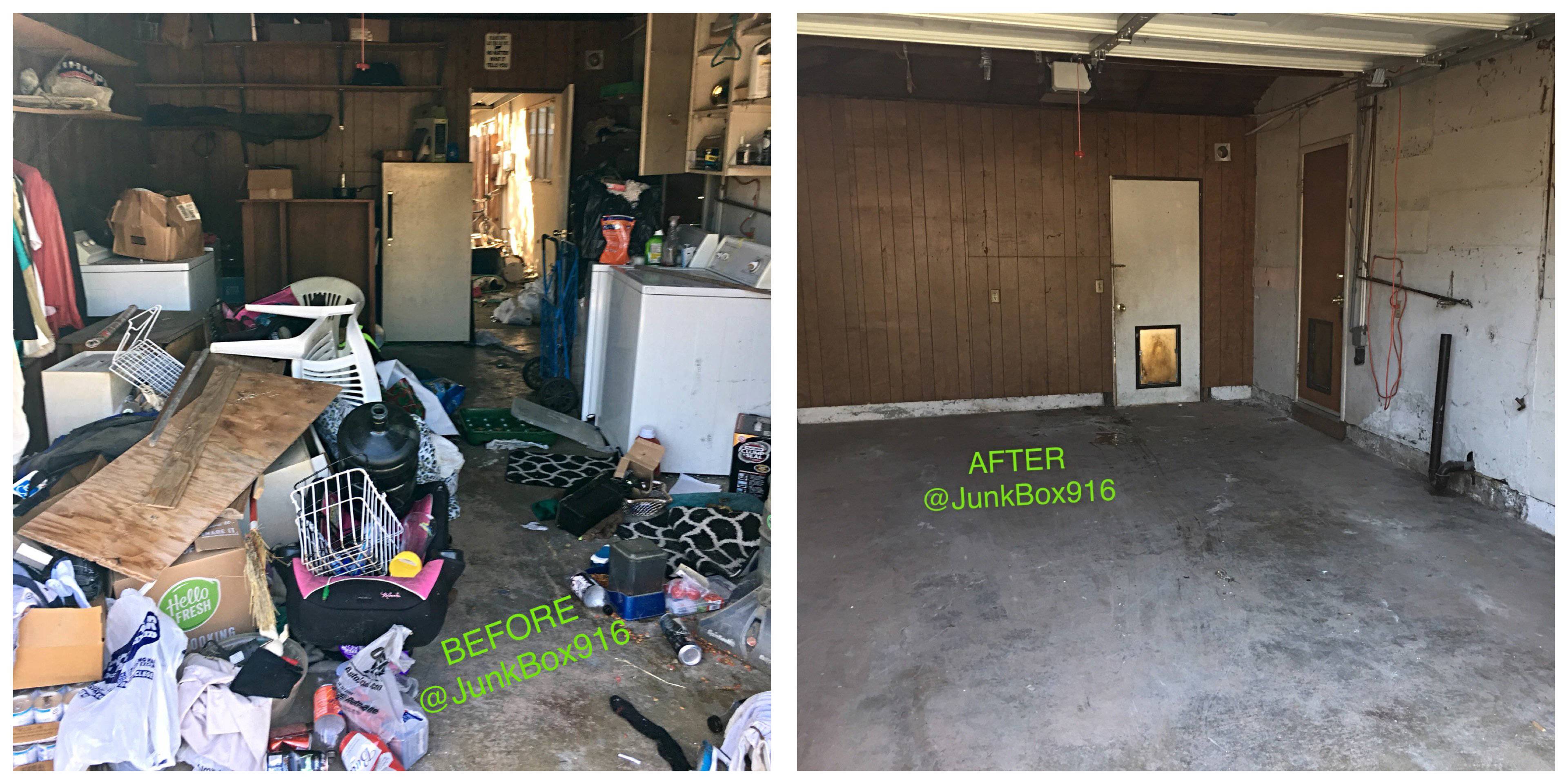 Before and after of messy garage
